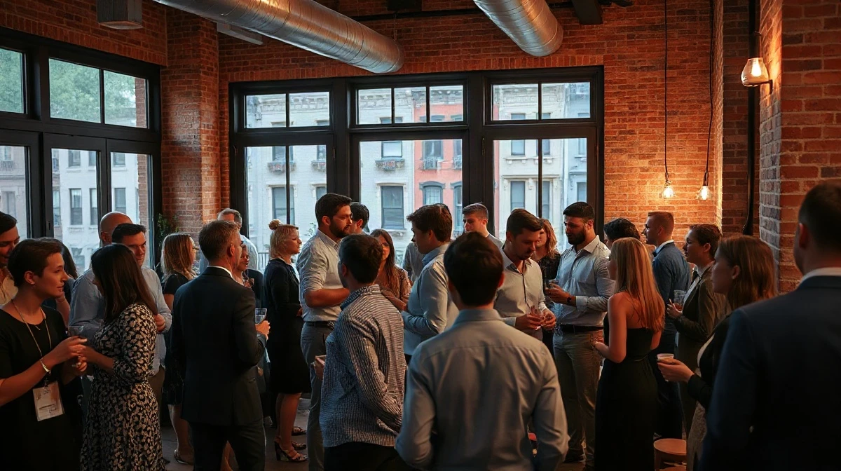 Professionals networking at a StrictlyVC evening event in New York City