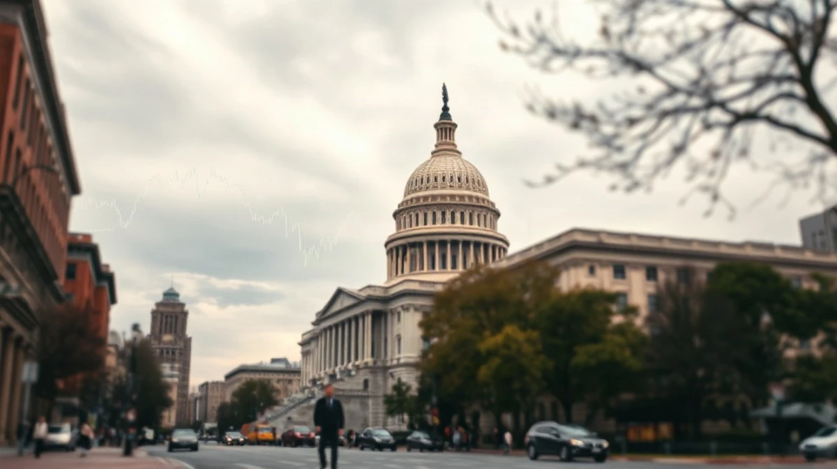 US Capitol building with subtle financial charts overlay, representing economic forecast