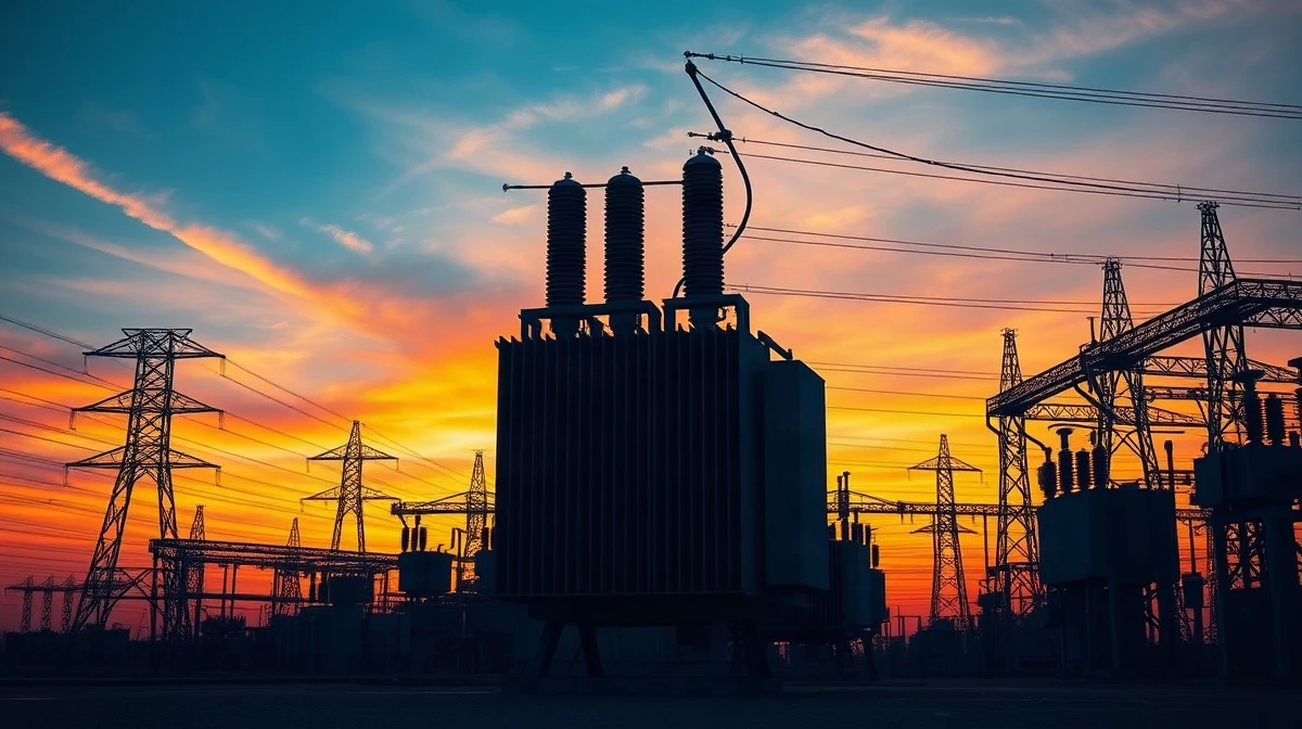 High-voltage power transformer at an electrical substation in the U.S., central subject of Trump's executive order on foreign grid equipment.