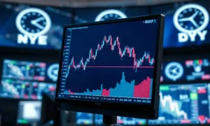 Financial monitor showing US Dollar Index chart with price action near 100 level