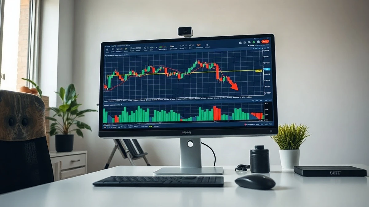 Analyst reviewing ETF flow data on a monitor showing a declining chart