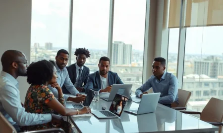 Investors and founders in a meeting in Lagos, Nigeria, representing Ventures Platform's expanded Africa focus.