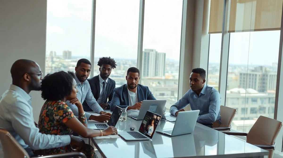 Investors and founders in a meeting in Lagos, Nigeria, representing Ventures Platform's expanded Africa focus.
