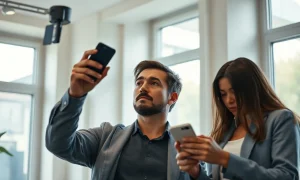 Customers checking smartphones during a Verizon service outage