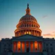 US Capitol building with digital circuit overlay representing AI policy