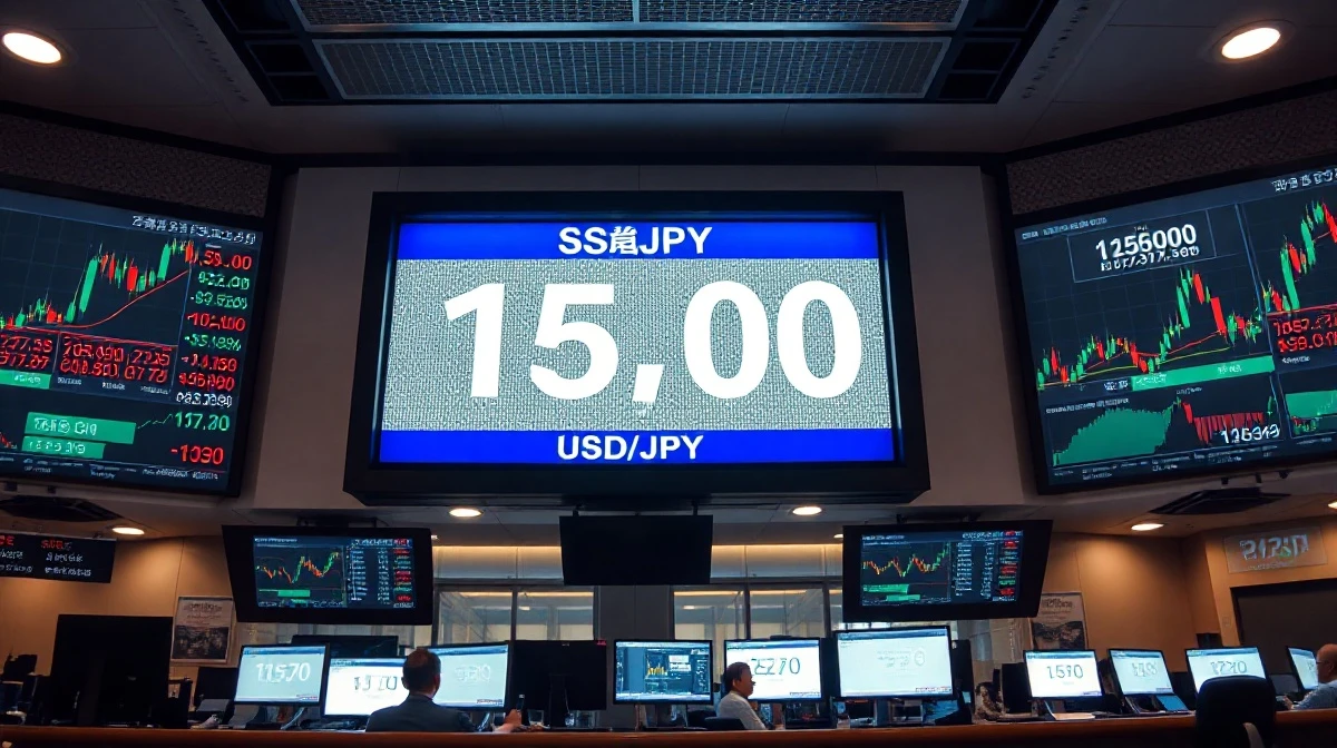 Digital exchange board in Tokyo showing USD/JPY rate at 159.00