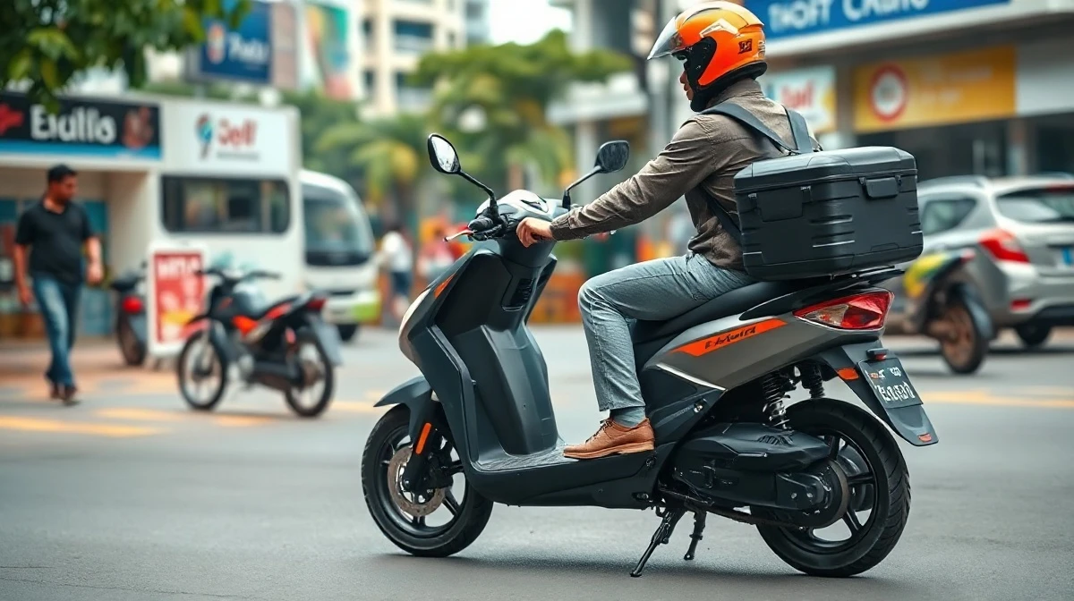 Electric two-wheeler scooter on a Bengaluru street, representing Yulu's fleet expansion
