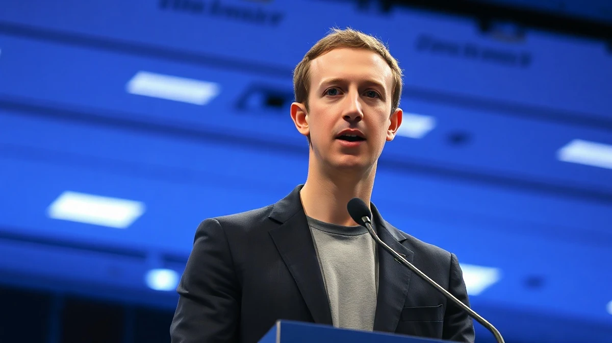 Mark Zuckerberg speaking at a tech event about Meta's AI vision