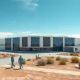Aerial view of a large semiconductor packaging facility in the Arizona desert.