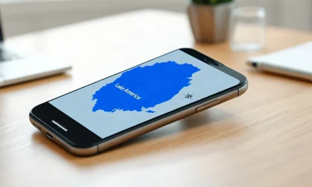 Smartphone displaying Apple Maps with Lake America label