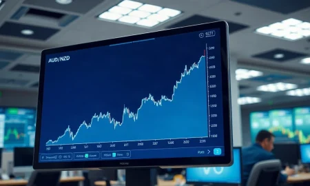AUD/NZD currency pair chart showing upward movement on a trading screen
