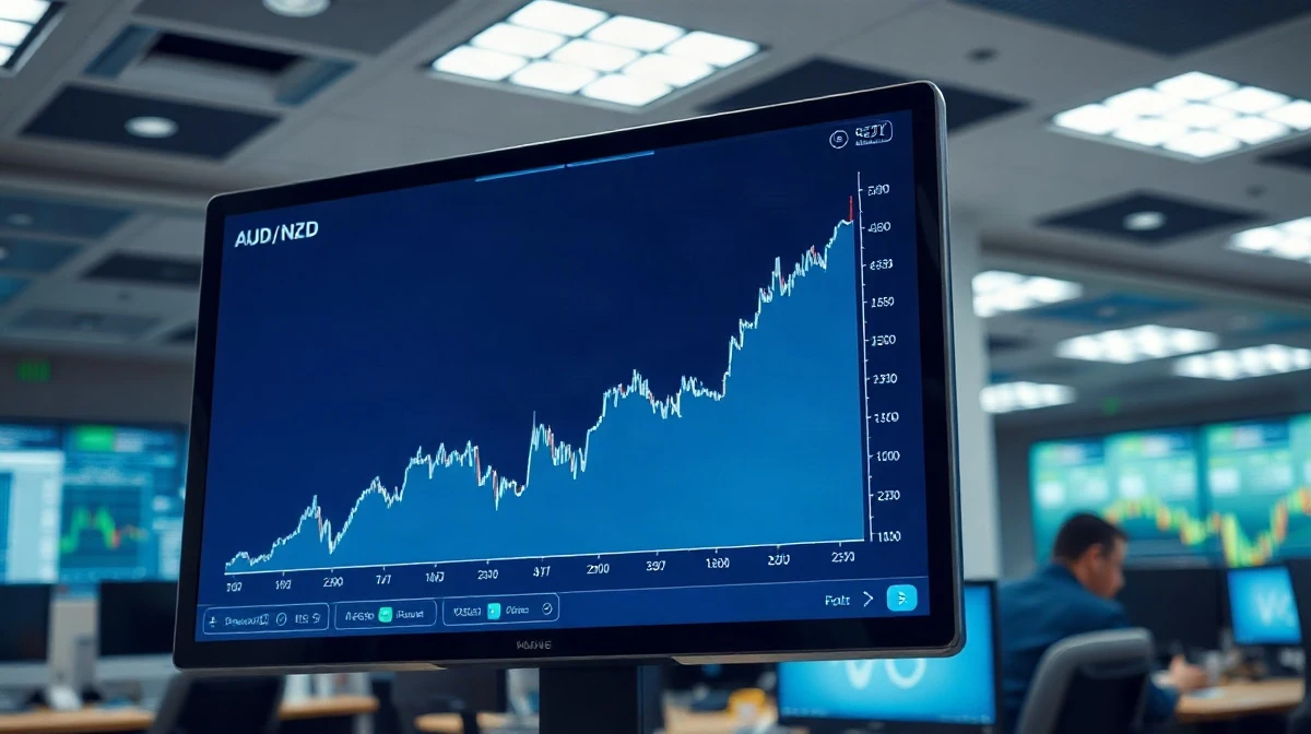 AUD/NZD currency pair chart showing upward movement on a trading screen