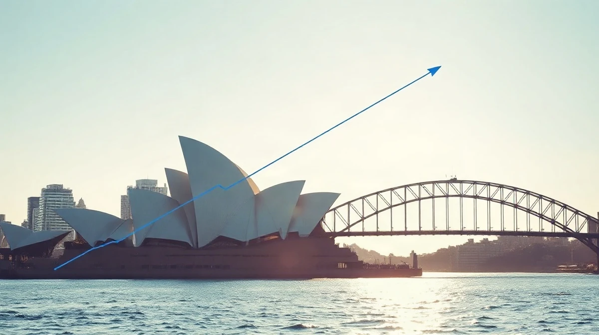 Sydney skyline with Opera House and Harbour Bridge under clear morning light, representing Australia's economic growth in Q2 2026.