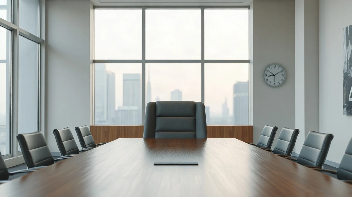 Empty executive chair in a corporate boardroom reflecting Automattic leadership vacancy