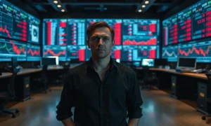 Analyst monitors crypto exchange transaction charts at night after Bitget hack