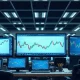 Foreign exchange trading monitors showing currency charts and market data