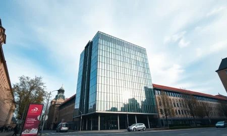 European Central Bank headquarters in Frankfurt with clear sky, representing eurozone monetary policy