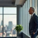 General Mills executive overlooking city skyline, symbolizing strategic portfolio shift