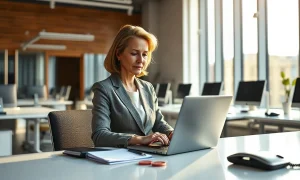Consumer advice columnist working at a desk in a newsroom, answering reader questions