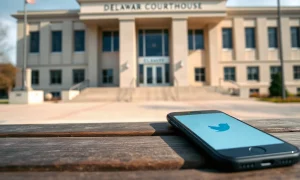 Delaware federal courthouse exterior symbolizing the trademark lawsuit between X Corp and Operation Bluebird.