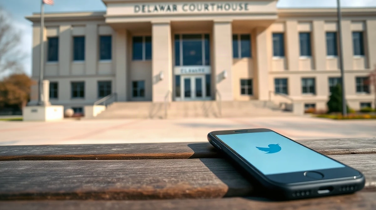 Delaware federal courthouse exterior symbolizing the trademark lawsuit between X Corp and Operation Bluebird.