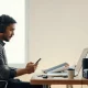 Person wearing body-tracking sensors records everyday movements on a smartphone to generate training data for robots