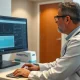 Clinician using ChatGPT Health with Epic EHR on a computer in a hospital