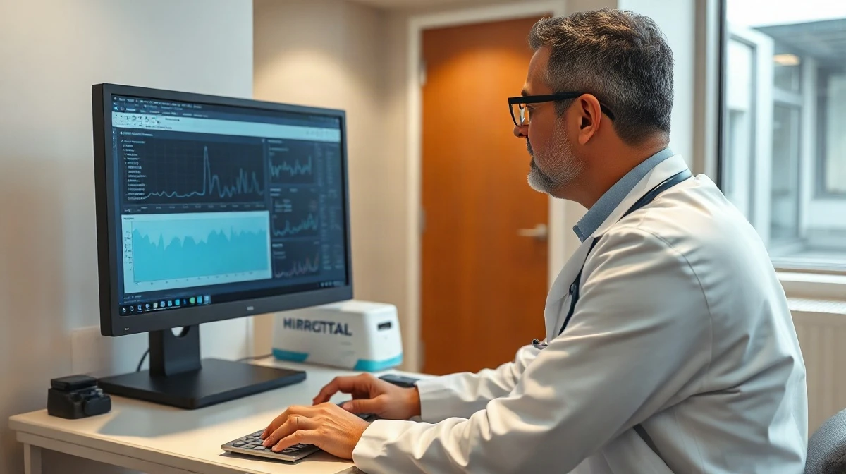 Clinician using ChatGPT Health with Epic EHR on a computer in a hospital