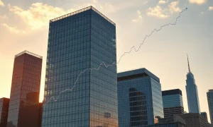Financial district skyline with a rising stock chart overlay, symbolizing the PDO dividend fund opportunity.