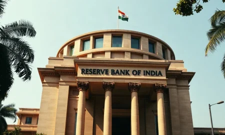 Reserve Bank of India headquarters in Mumbai on a clear day