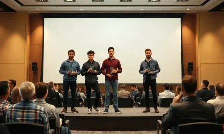 Founders on stage at the Road to TechCrunch Startup Battlefield 2026 Central Eurasia regional final