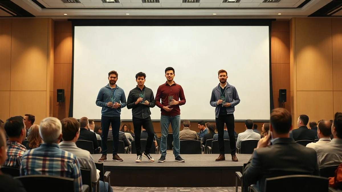 Founders on stage at the Road to TechCrunch Startup Battlefield 2026 Central Eurasia regional final