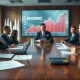 Corporate board meeting with financial documents and dividend charts in background