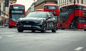 Ford Mustang Mach-E autonomous vehicle on a London street with Wayve AI driver