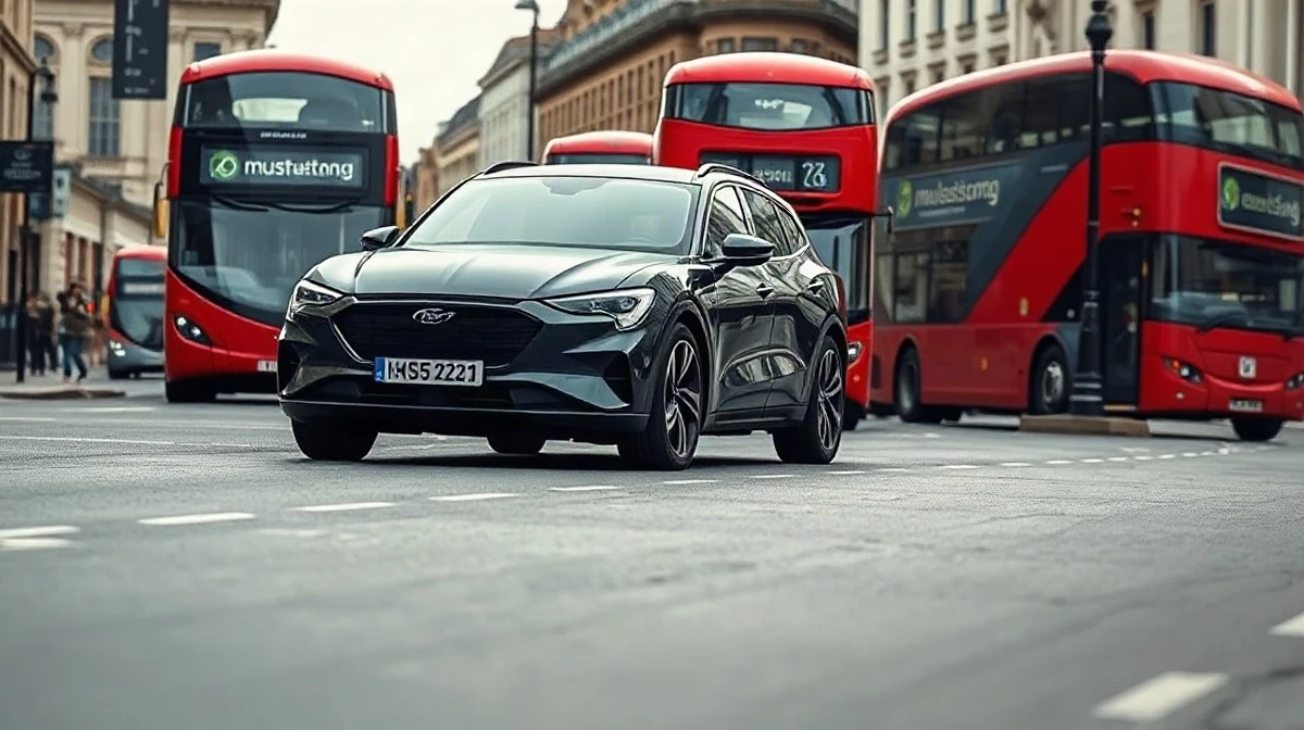 Ford Mustang Mach-E autonomous vehicle on a London street with Wayve AI driver
