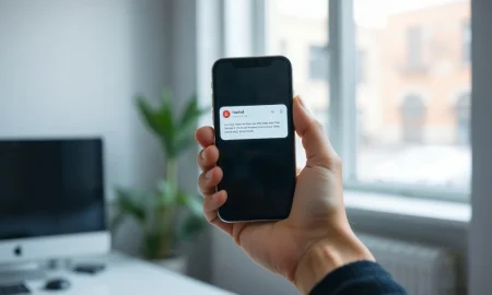 Person holding smartphone with email notification, representing password reset attacks on X after X Money launch