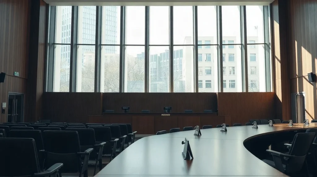 Empty parliamentary committee hearing room in Canberra where ASIC testified on prediction markets