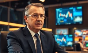 Blackstone executive speaking in a television studio interview