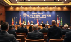 Policymakers on a panel at the IMF and World Bank meetings discussing AI's impact on jobs