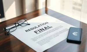 Final regulatory rule document on a desk with reading glasses and a smartphone