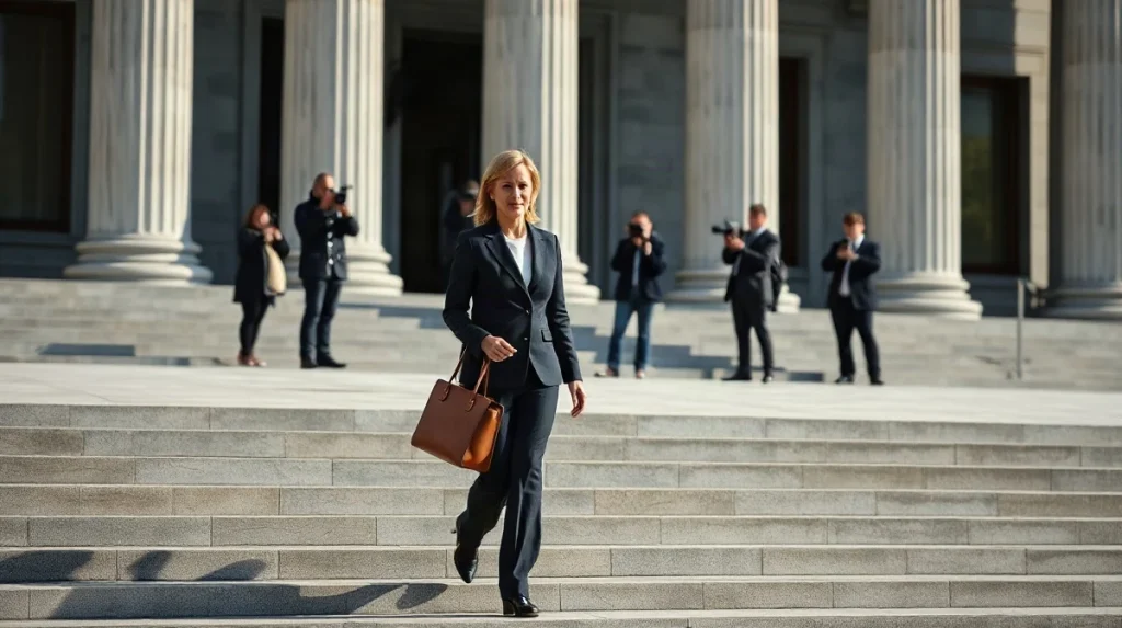 Federal Reserve Governor Lisa Cook leaving a government building in Washington